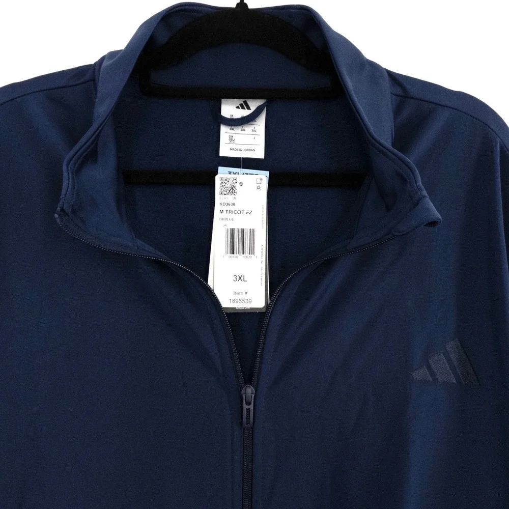 Adidas‎ Essentials Tricot Track Jacket Men's 3XL Navy Blue Full Zip Athletic NWT
